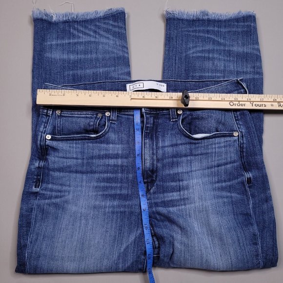 AYR The Bomb Pop Jeans Cropped Raw Hem Straight Leg Preppy Size 33S 33x24 - Picture 7 of 8